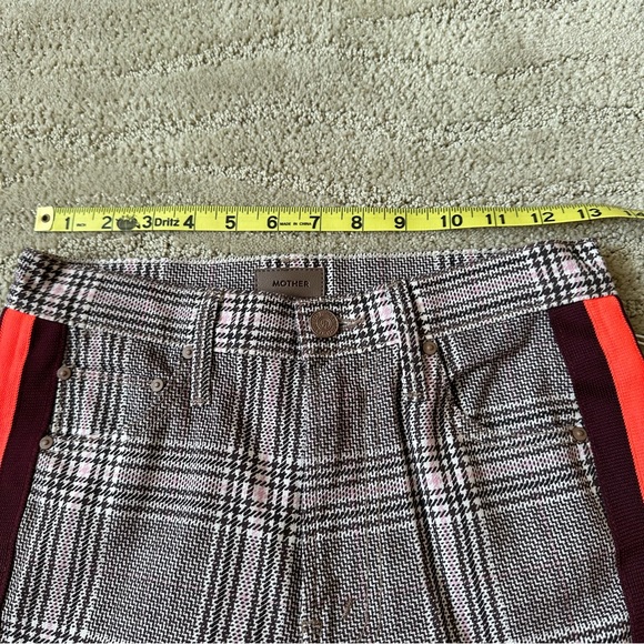 Mother The Insider Plaid Stripe Retro Ankle Pants Plum Pink Brown Orange 24 NWT - Picture 16 of 16